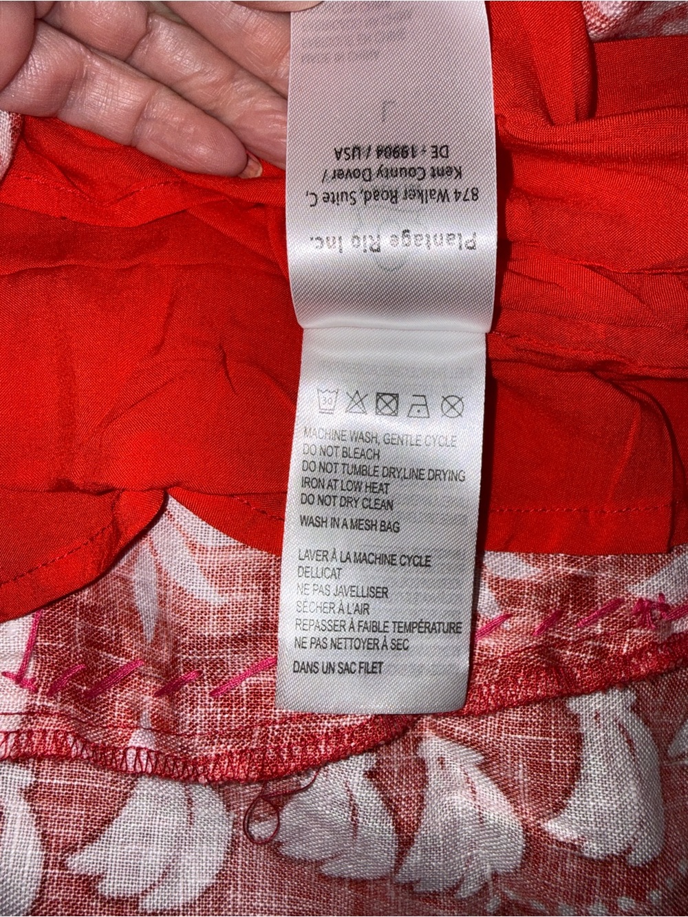 🌺 Farm Rio Summer Sunrise Embroidered Linen Maxi Dress Size Large Red Pink - Picture 14 of 16
